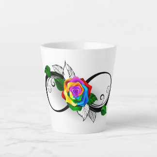 Infinity Symbol with Rainbow Rose Latte Mug