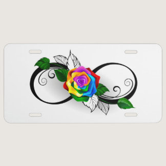 Infinity Symbol with Rainbow Rose License Plate