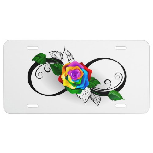 Infinity Symbol with Rainbow Rose License Plate