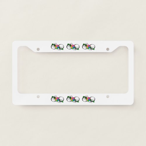 Infinity Symbol with Rainbow Rose License Plate Frame