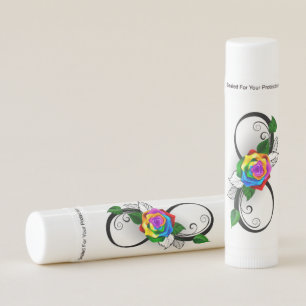 Infinity Symbol with Rainbow Rose Lip Balm