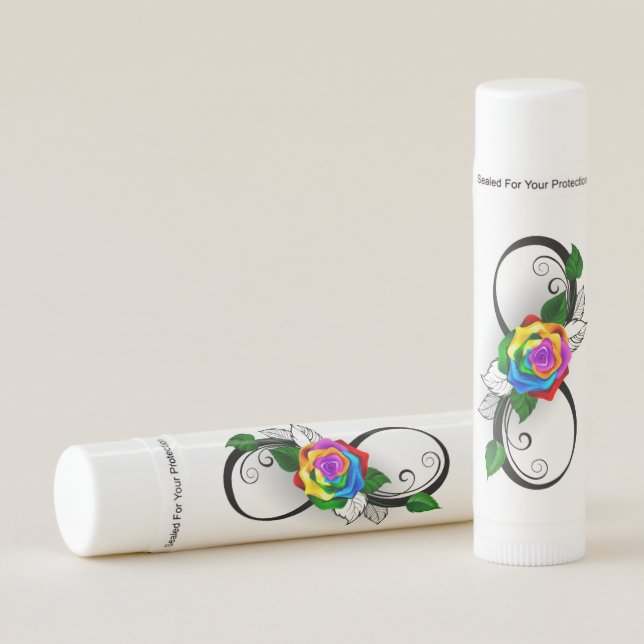 Infinity Symbol with Rainbow Rose Lip Balm (Front)