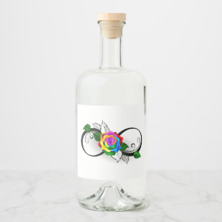 Infinity Symbol with Rainbow Rose Liquor Bottle Label