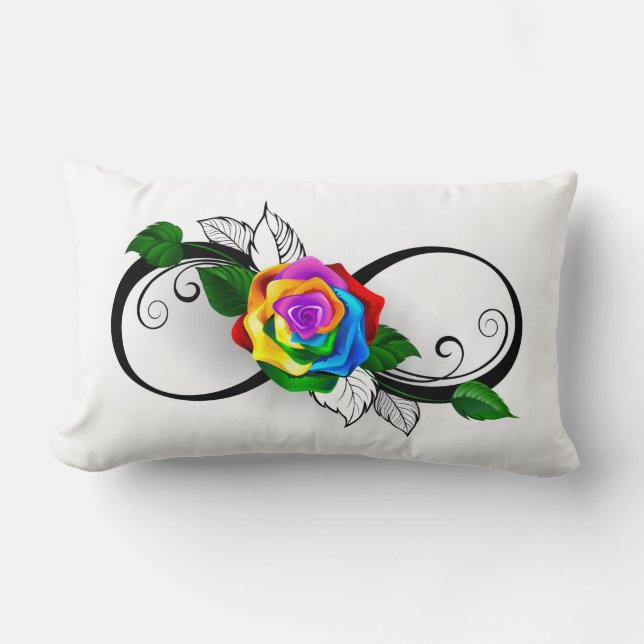 Infinity Symbol with Rainbow Rose Lumbar Pillow (Front)