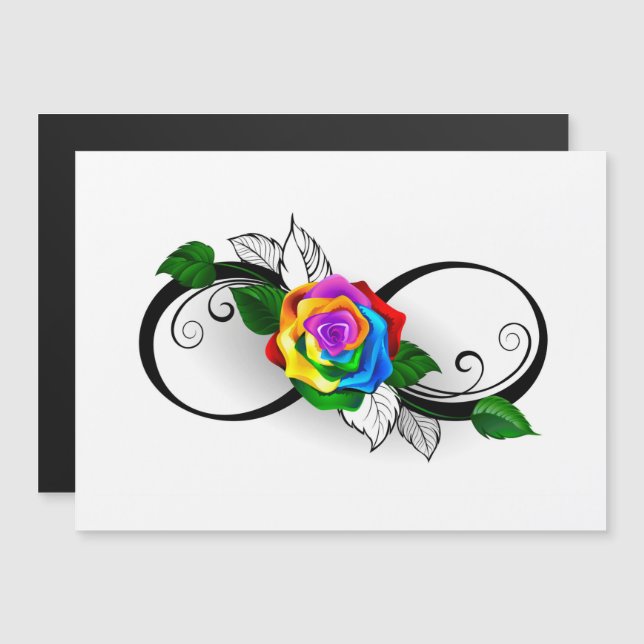 Infinity Symbol with Rainbow Rose Magnetic Invitation (Front/Back)
