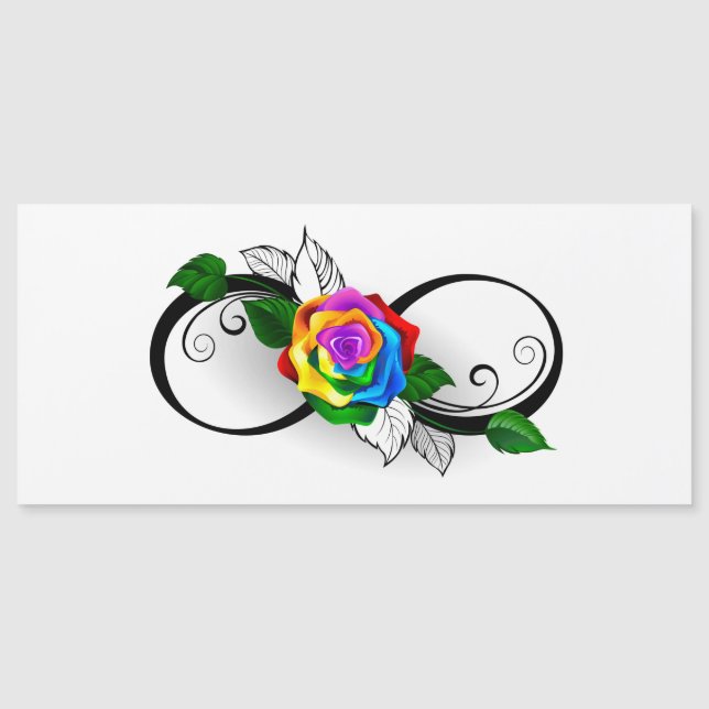 Infinity Symbol with Rainbow Rose Magnetic Invitation (Front)