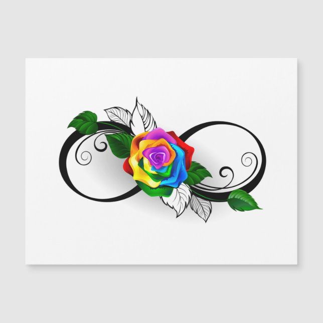 Infinity Symbol with Rainbow Rose Magnetic Invitation (Front)