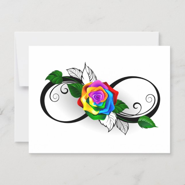 Infinity Symbol with Rainbow Rose Magnetic Invitation (Front)