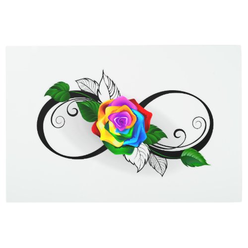 Infinity Symbol with Rainbow Rose Metal Print