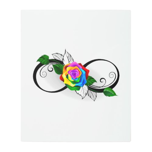 Infinity Symbol with Rainbow Rose Metal Print