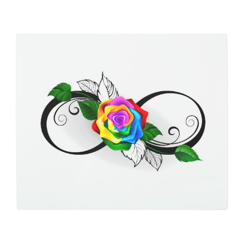 Infinity Symbol with Rainbow Rose Metal Print