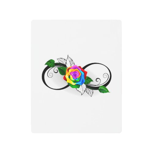 Infinity Symbol with Rainbow Rose Metal Print