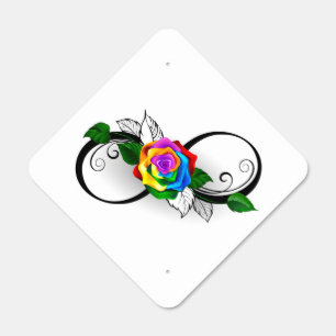 Infinity Symbol with Rainbow Rose Metal Sign