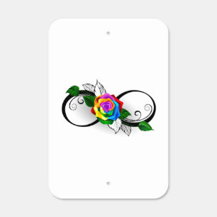 Infinity Symbol with Rainbow Rose Metal Sign