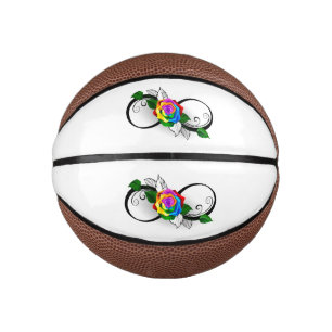 Infinity Symbol with Rainbow Rose Mini Basketball
