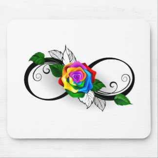 Infinity Symbol with Rainbow Rose Mouse Pad