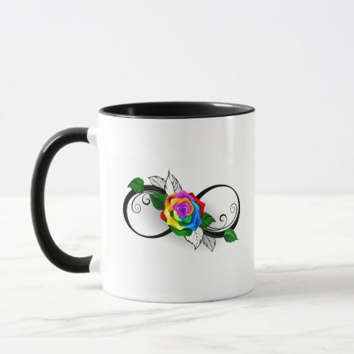 Infinity Symbol with Rainbow Rose Mug