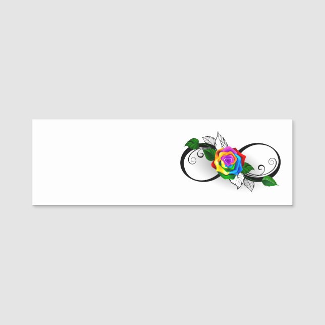 Infinity Symbol with Rainbow Rose Name Tag (Front)