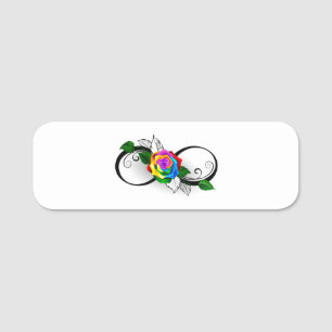 Infinity Symbol with Rainbow Rose Name Tag