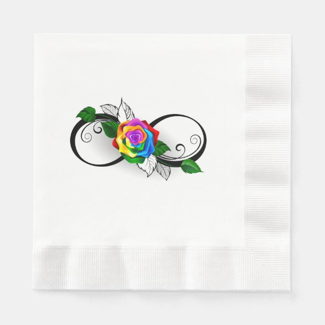 Infinity Symbol with Rainbow Rose Napkins (Front)