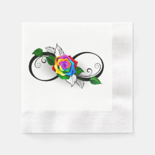 Infinity Symbol with Rainbow Rose Napkins