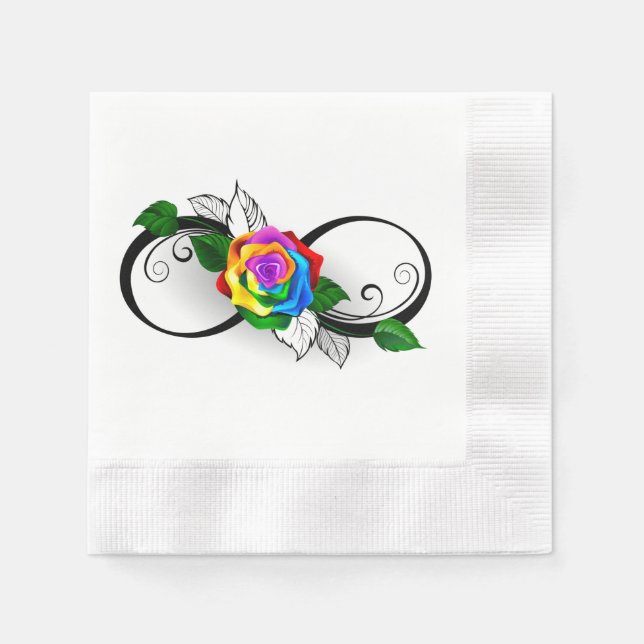 Infinity Symbol with Rainbow Rose Napkins (Front)