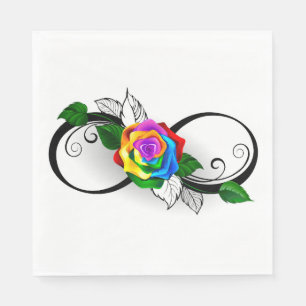 Infinity Symbol with Rainbow Rose Napkins