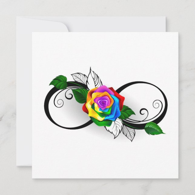 Infinity Symbol with Rainbow Rose Note Card (Front)