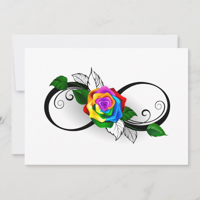 Infinity Symbol with Rainbow Rose Note Card (Front)