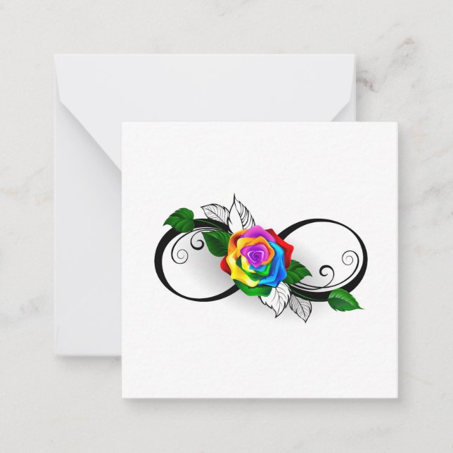 Infinity Symbol with Rainbow Rose Note Card (Front)