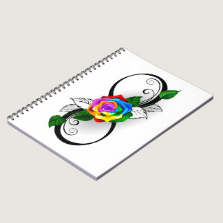 Infinity Symbol with Rainbow Rose Notebook