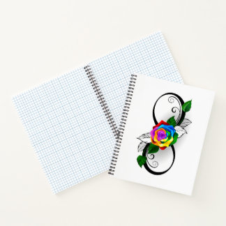 Infinity Symbol with Rainbow Rose Notebook