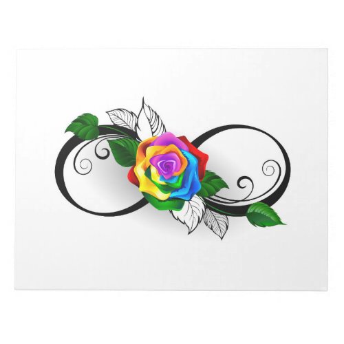 Infinity Symbol with Rainbow Rose Notepad