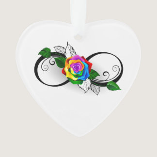 Infinity Symbol with Rainbow Rose Ornament