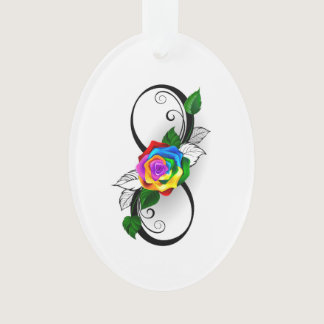 Infinity Symbol with Rainbow Rose Ornament