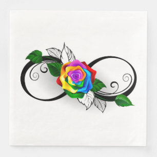 Infinity Symbol with Rainbow Rose Paper Dinner Napkins