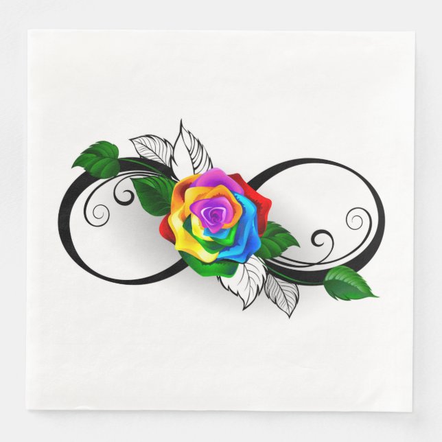 Infinity Symbol with Rainbow Rose Paper Dinner Napkins (Front)