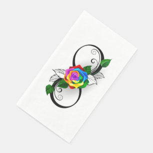 Infinity Symbol with Rainbow Rose Paper Guest Towels