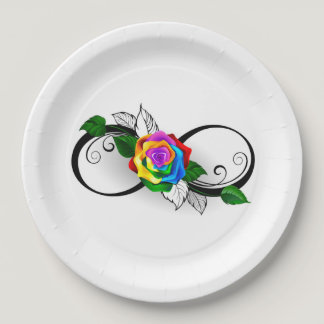 Infinity Symbol with Rainbow Rose Paper Plates