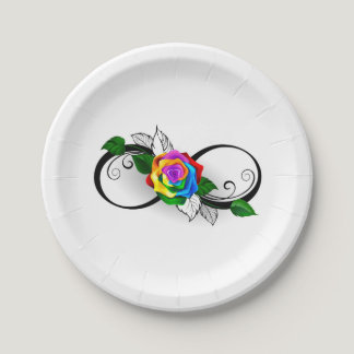 Infinity Symbol with Rainbow Rose Paper Plates