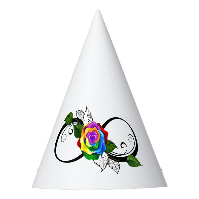 Infinity Symbol with Rainbow Rose Party Hat (Front)