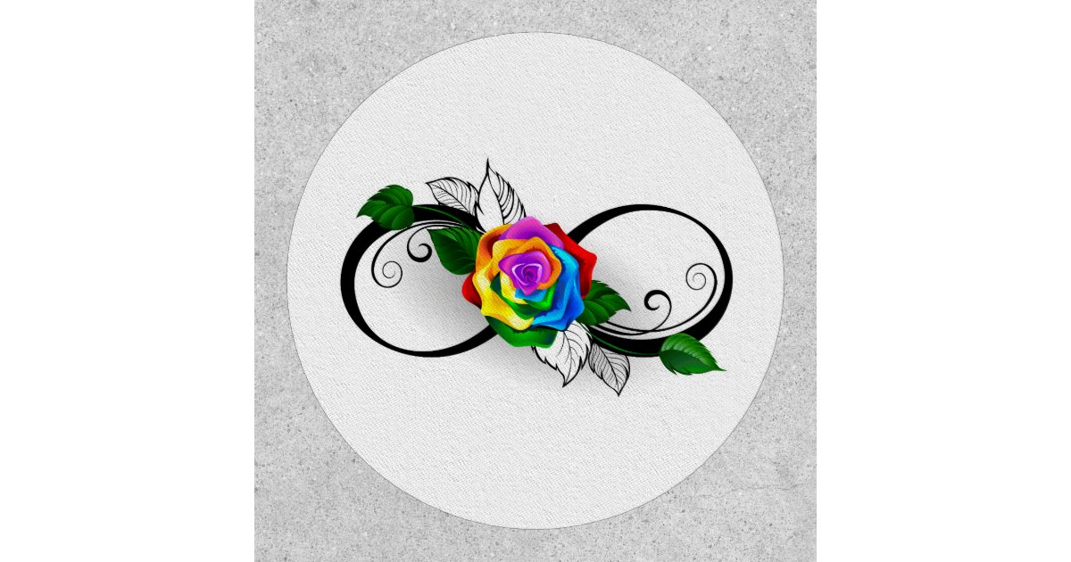 Infinite Sign With Roses Infinity Symbol with Rainbow Rose Patch | Zazzle