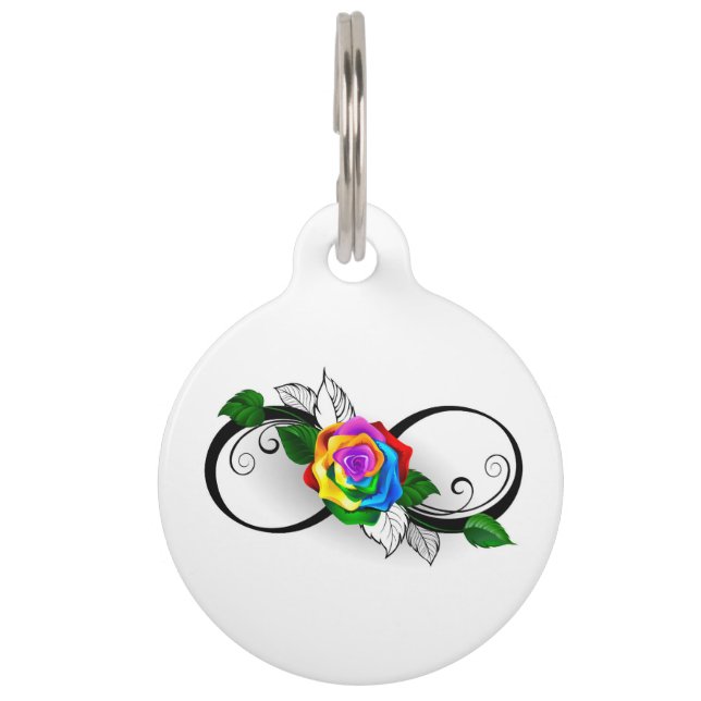 Infinity Symbol with Rainbow Rose Pet ID Tag (Front)