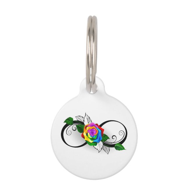 Infinity Symbol with Rainbow Rose Pet ID Tag (Front)