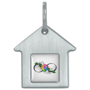 Infinity Symbol with Rainbow Rose Pet ID Tag