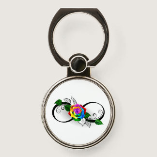 Infinity Symbol with Rainbow Rose Phone Ring Stand