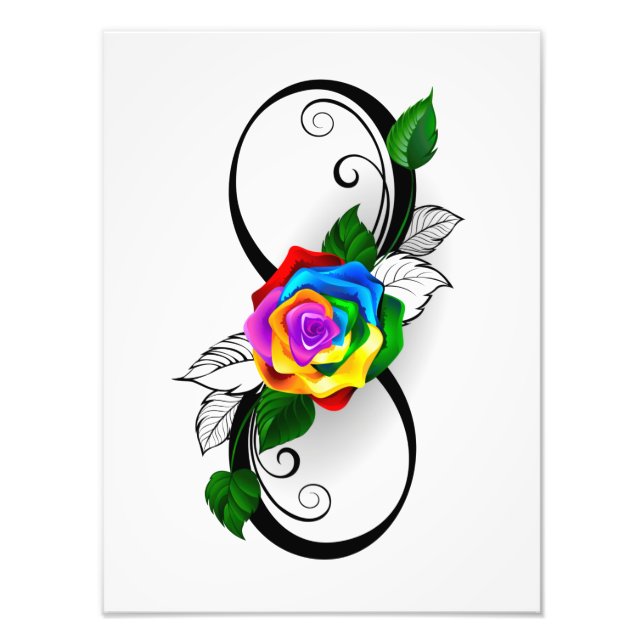 Infinity Symbol with Rainbow Rose Photo Print (Front)