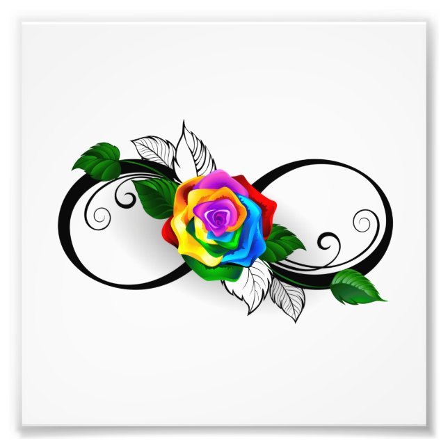 Infinity Symbol with Rainbow Rose Photo Print (Front)