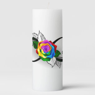 Infinity Symbol with Rainbow Rose Pillar Candle
