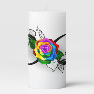 Infinity Symbol with Rainbow Rose Pillar Candle